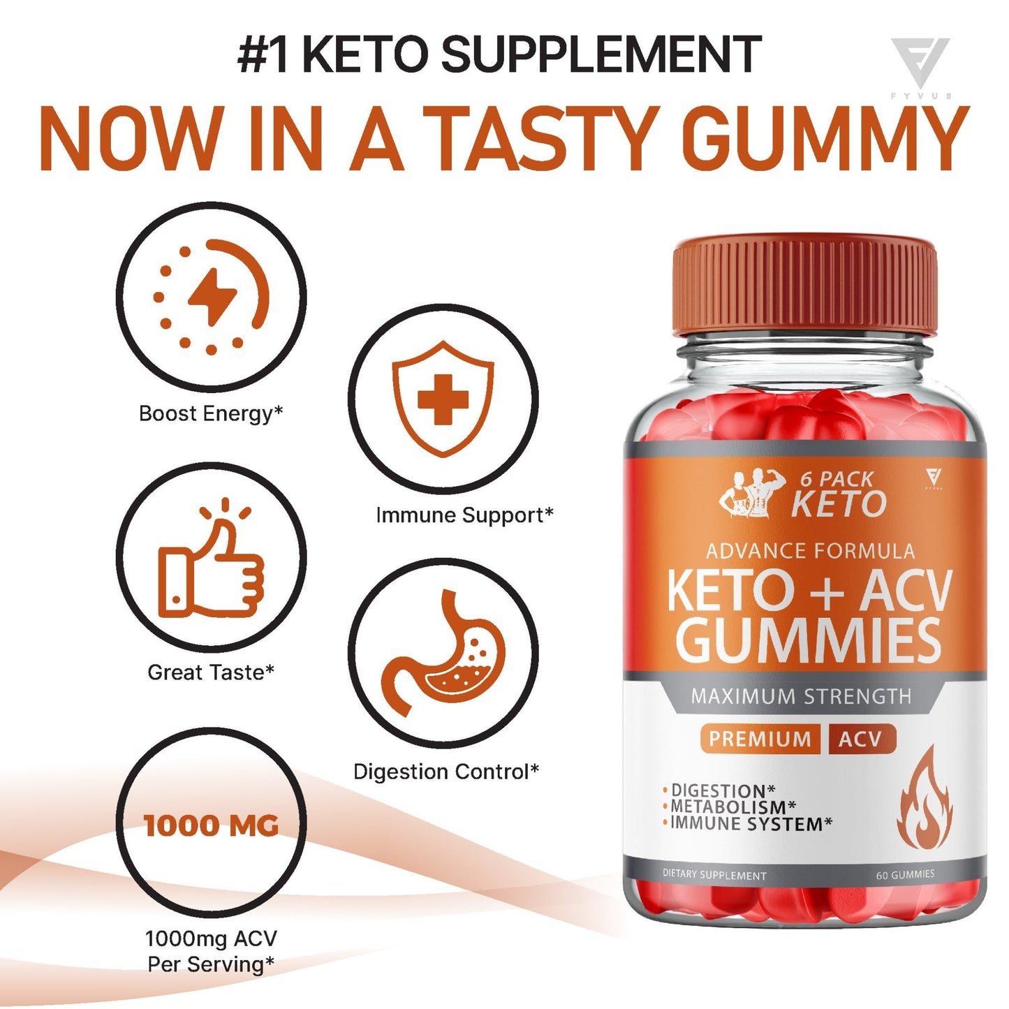 6 Pack Keto + ACV Gummies - Vitamin Place - Apple Cider Vinegar Gummies