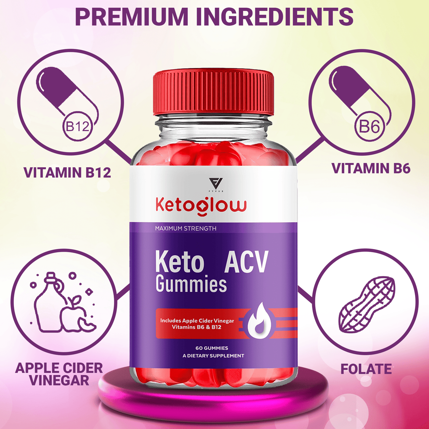 Keto Glow Keto ACV Gummies - Vitamin Place - Apple Cider Vinegar Gummies