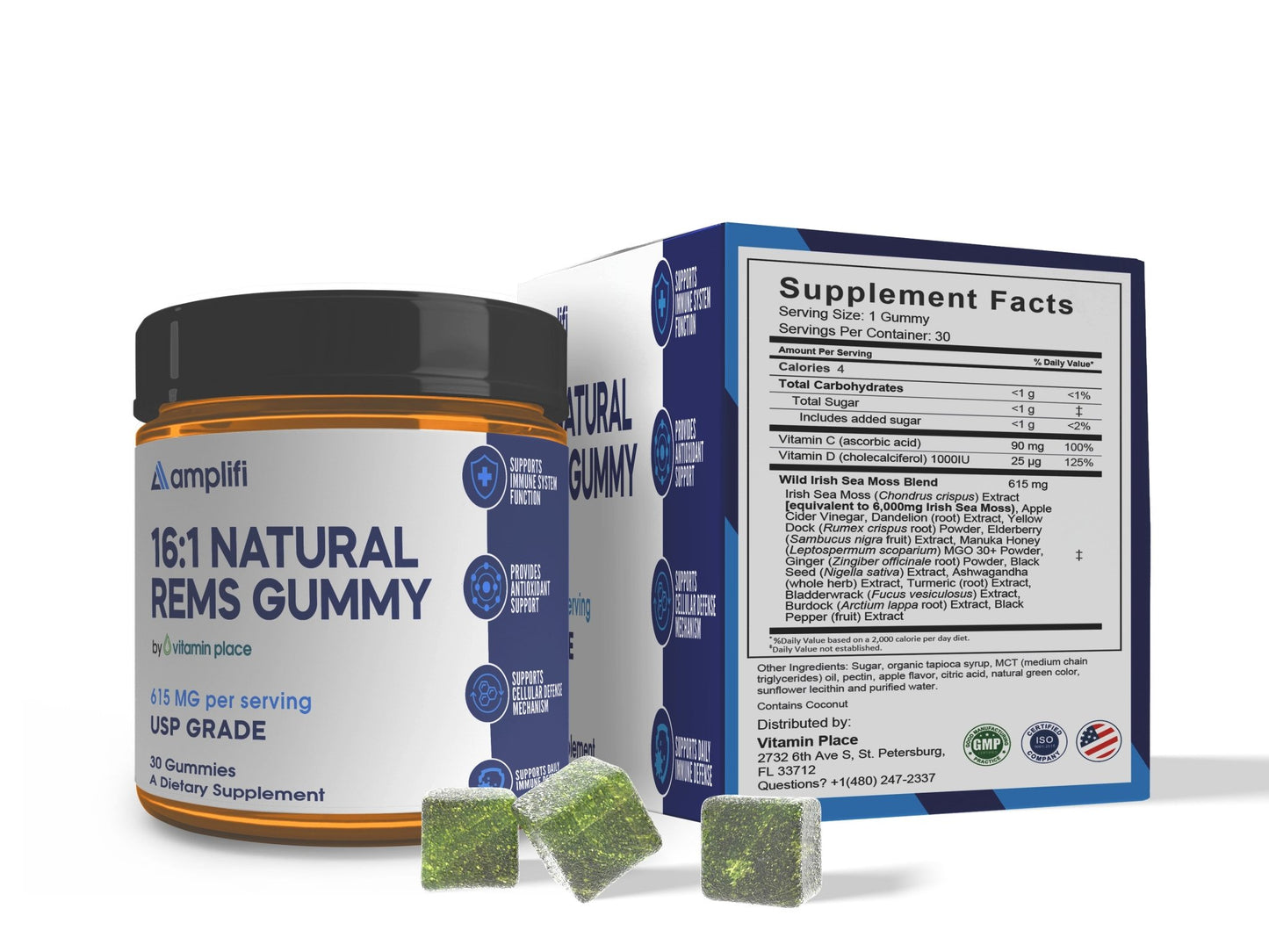 Amplifi 16:1 Natural REMS Sea Moss Gummies - Vitamin Place - Men's Health