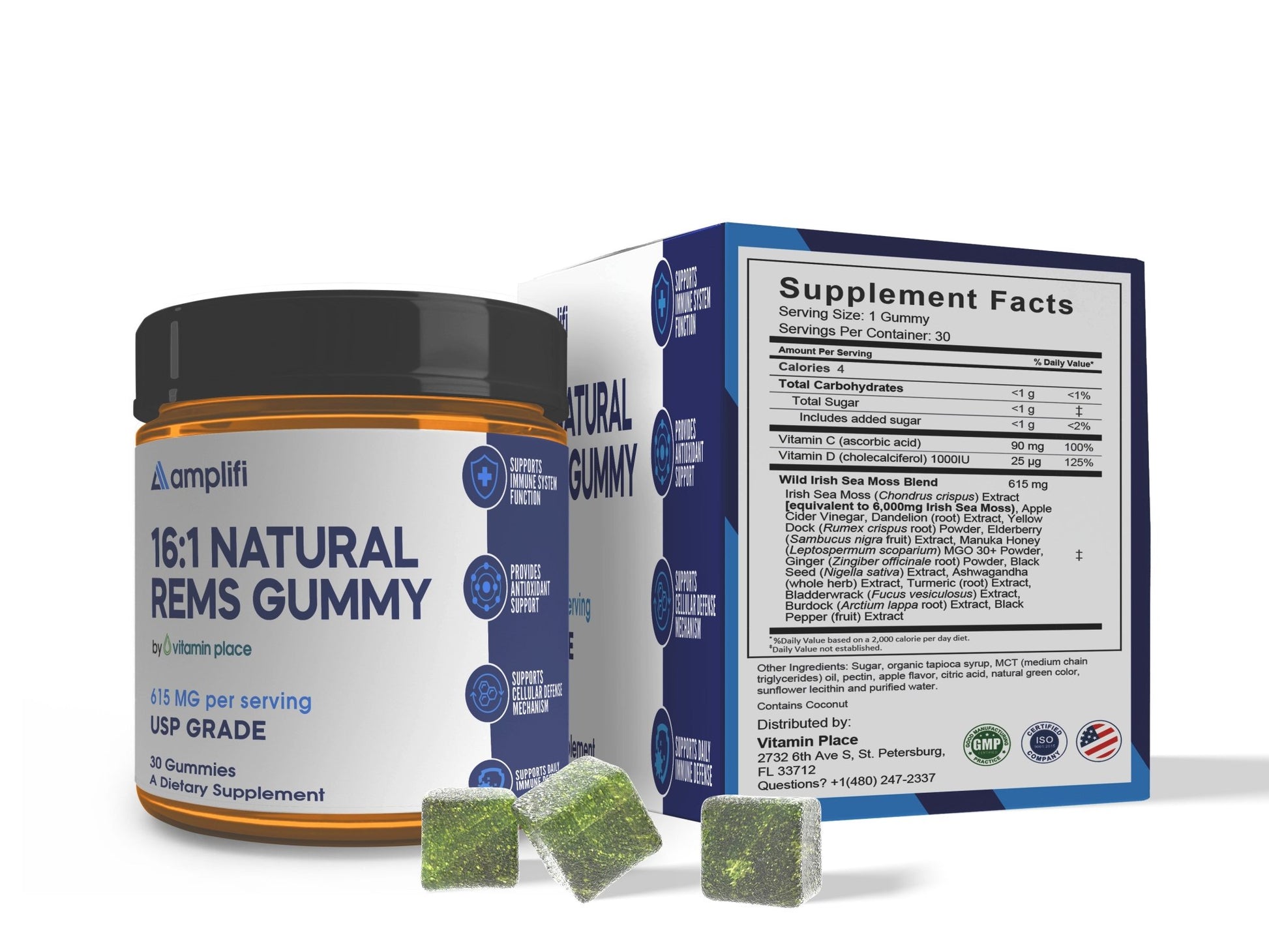 Amplifi 16:1 Natural REMS Sea Moss Gummies - Vitamin Place - Men's Health