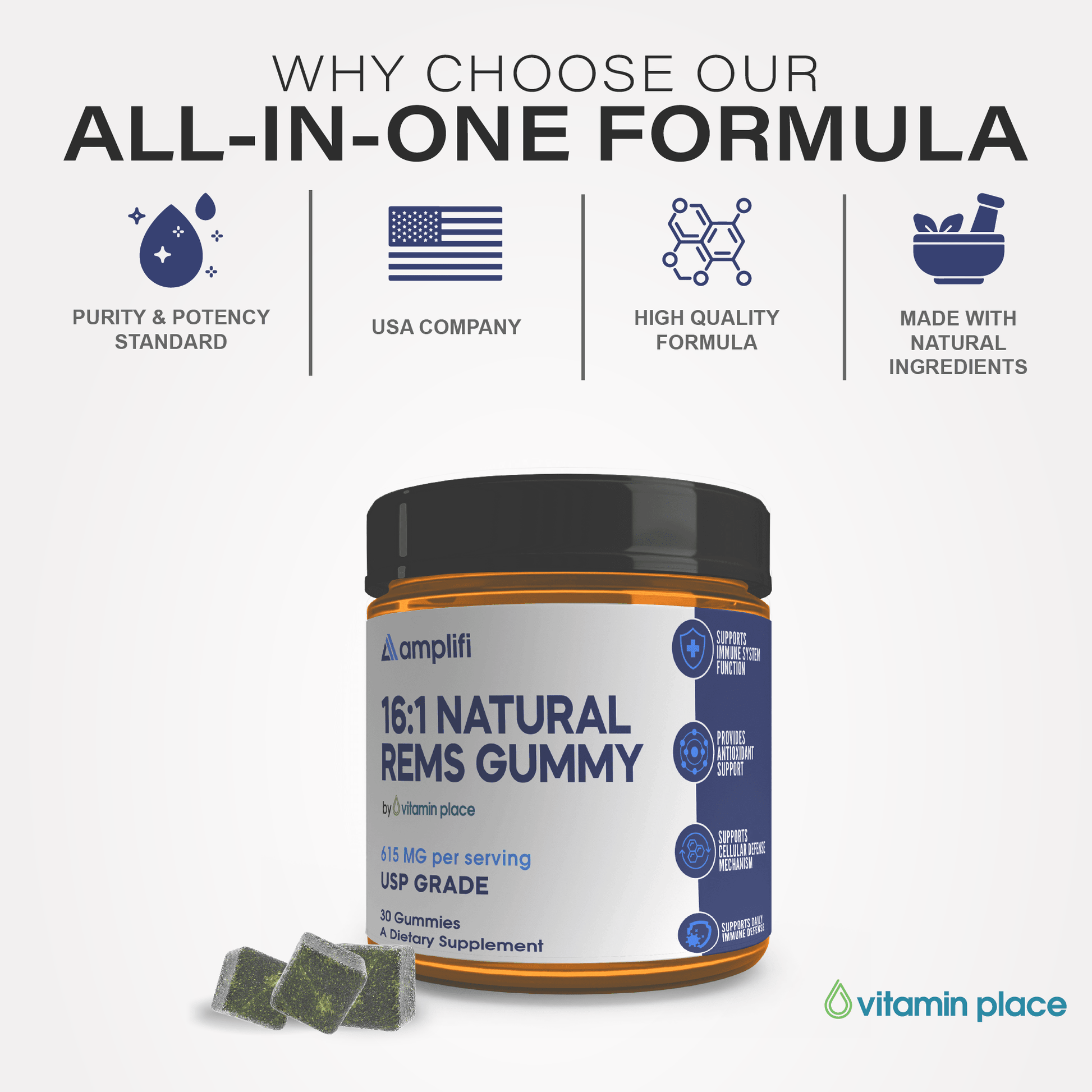 Amplifi 16:1 Natural REMS Sea Moss Gummies - Vitamin Place - Men's Health