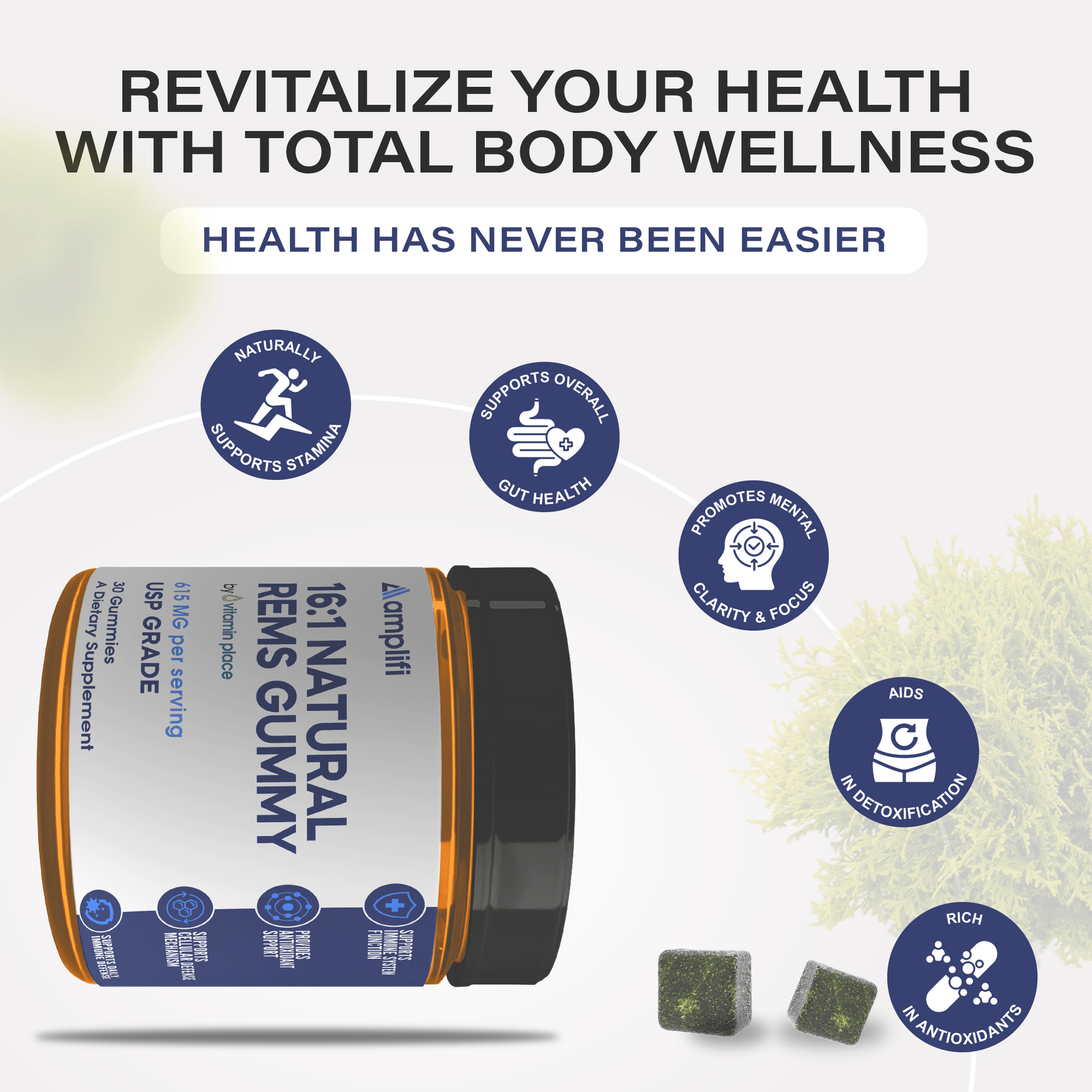 Amplifi 16:1 Natural REMS Sea Moss Gummies - Vitamin Place - Men's Health