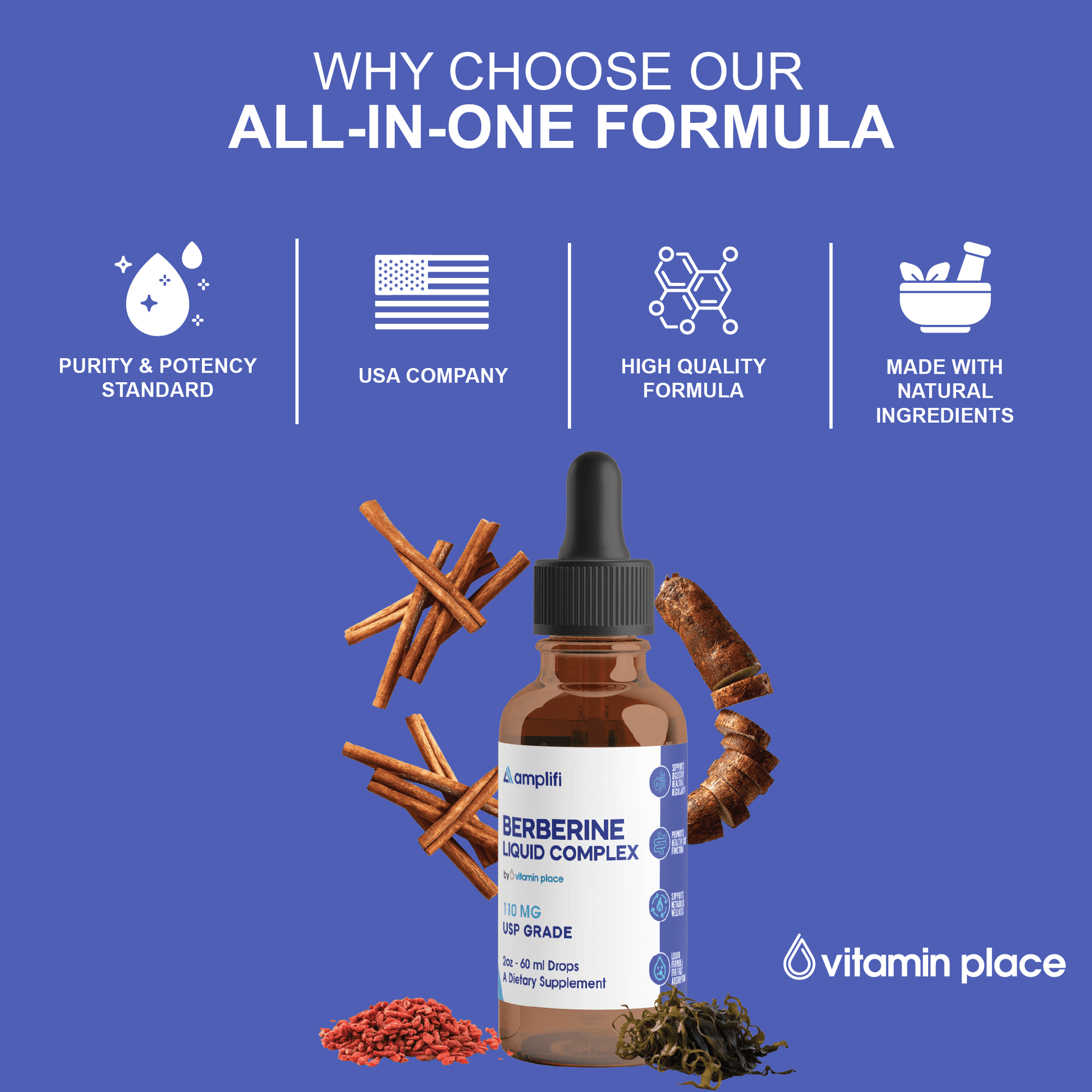 Amplifi Berberine Liquid Complex - Vitamin Place - Energy & Circulation