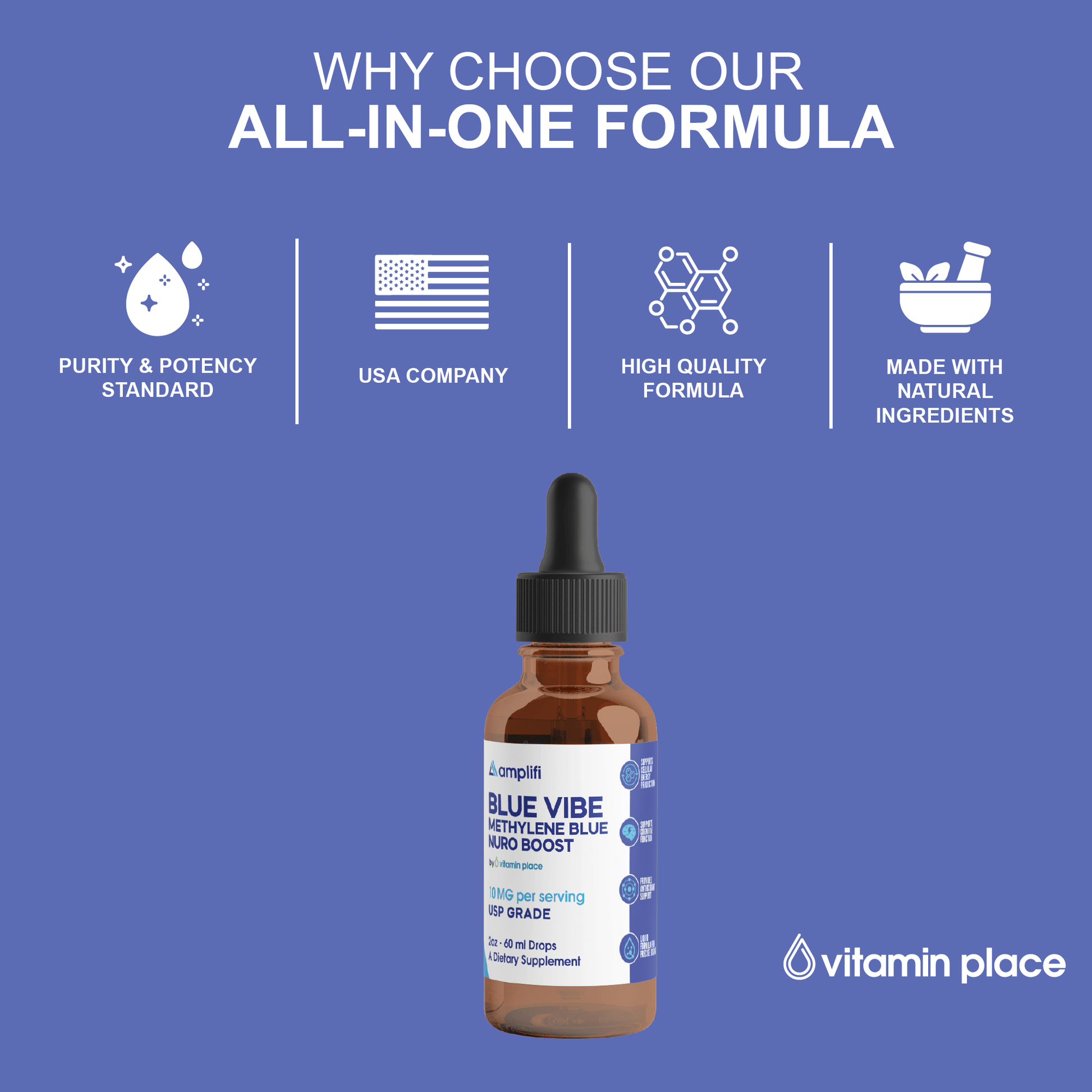 Amplifi Blue Vibe Methylene Blue Drops - Vitamin Place - Energy & Circulation