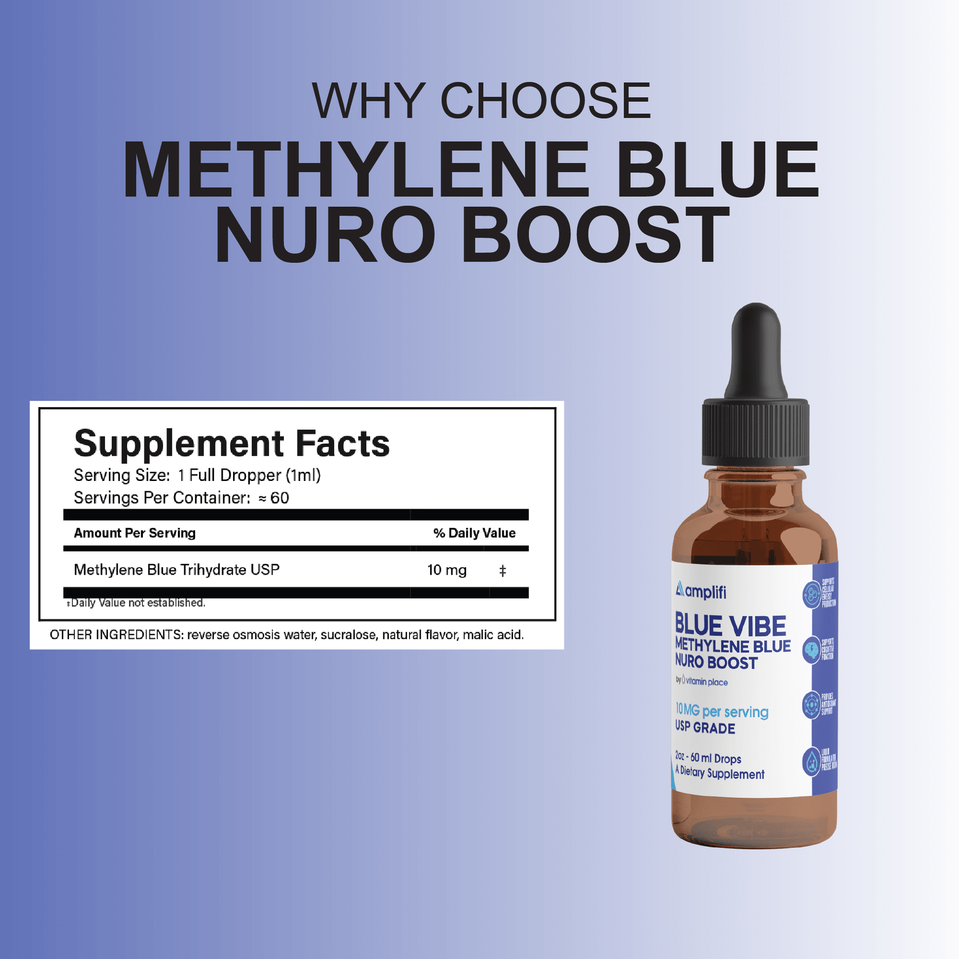 Amplifi Blue Vibe Methylene Blue Drops - Vitamin Place - Energy & Circulation