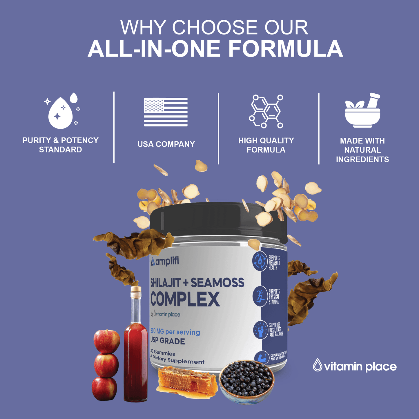 Amplifi Shilajit + Sea Moss Complex - Vitamin Place - Men's Health