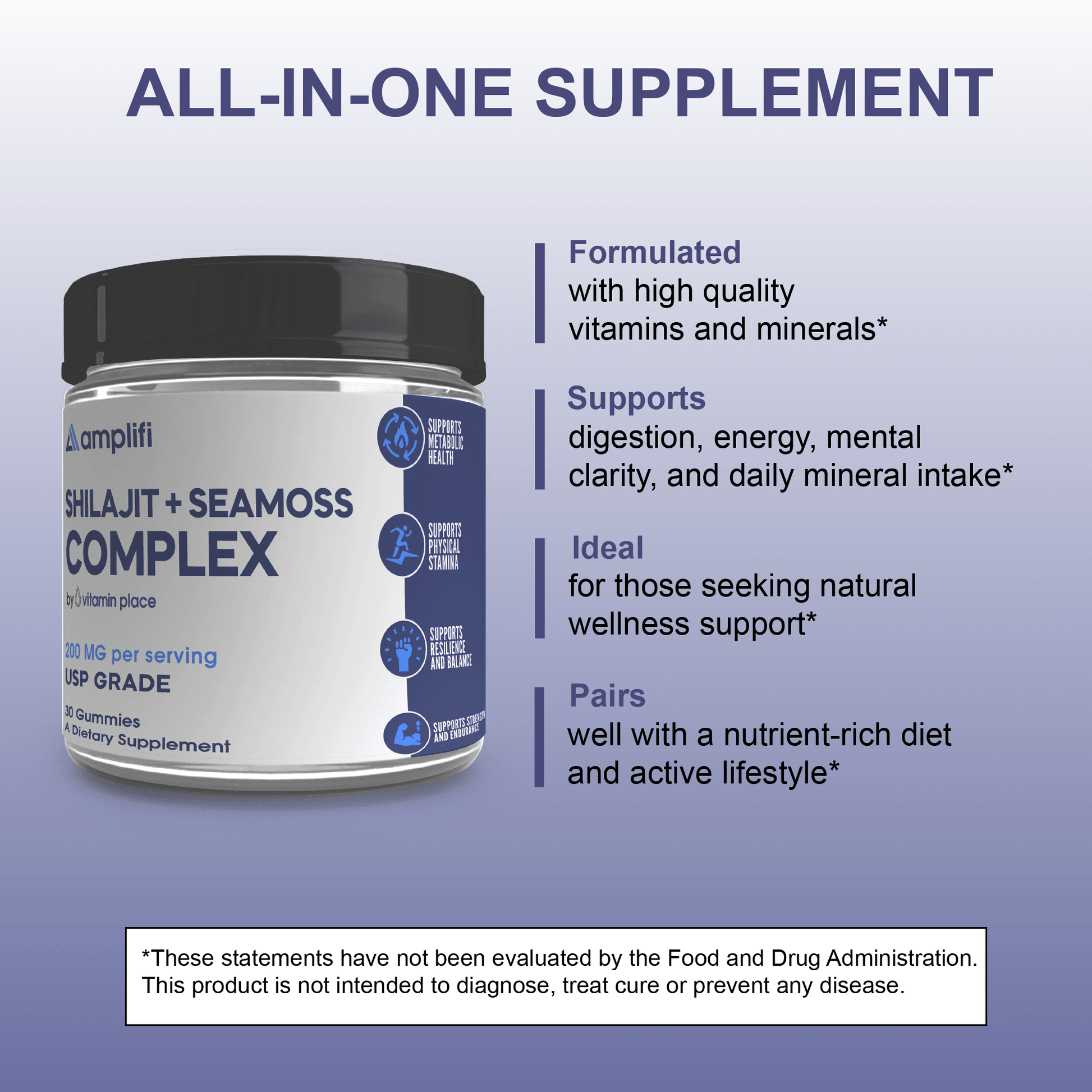 Amplifi Shilajit + Sea Moss Complex - Vitamin Place - Men's Health