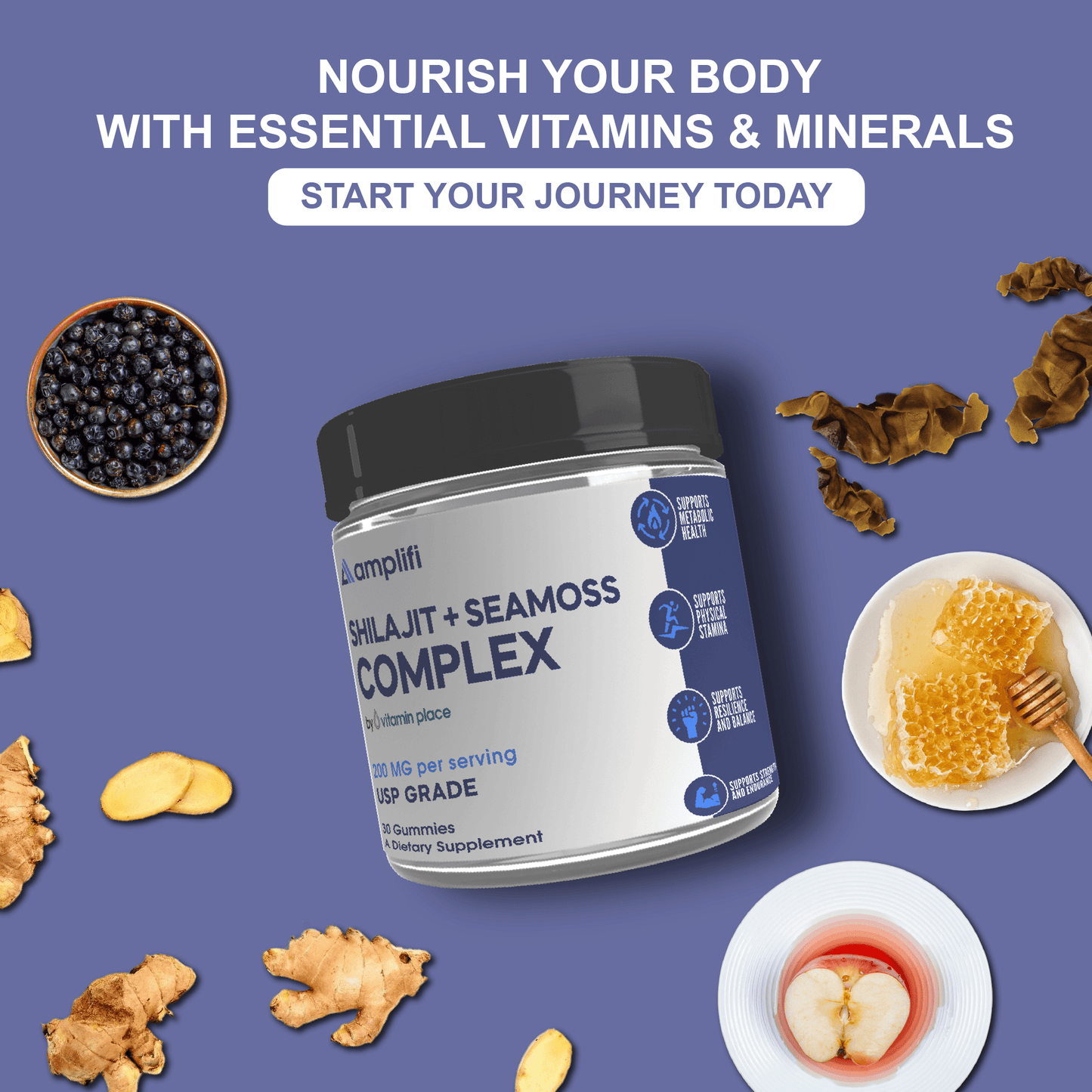 Amplifi Shilajit + Sea Moss Complex - Vitamin Place - Men's Health