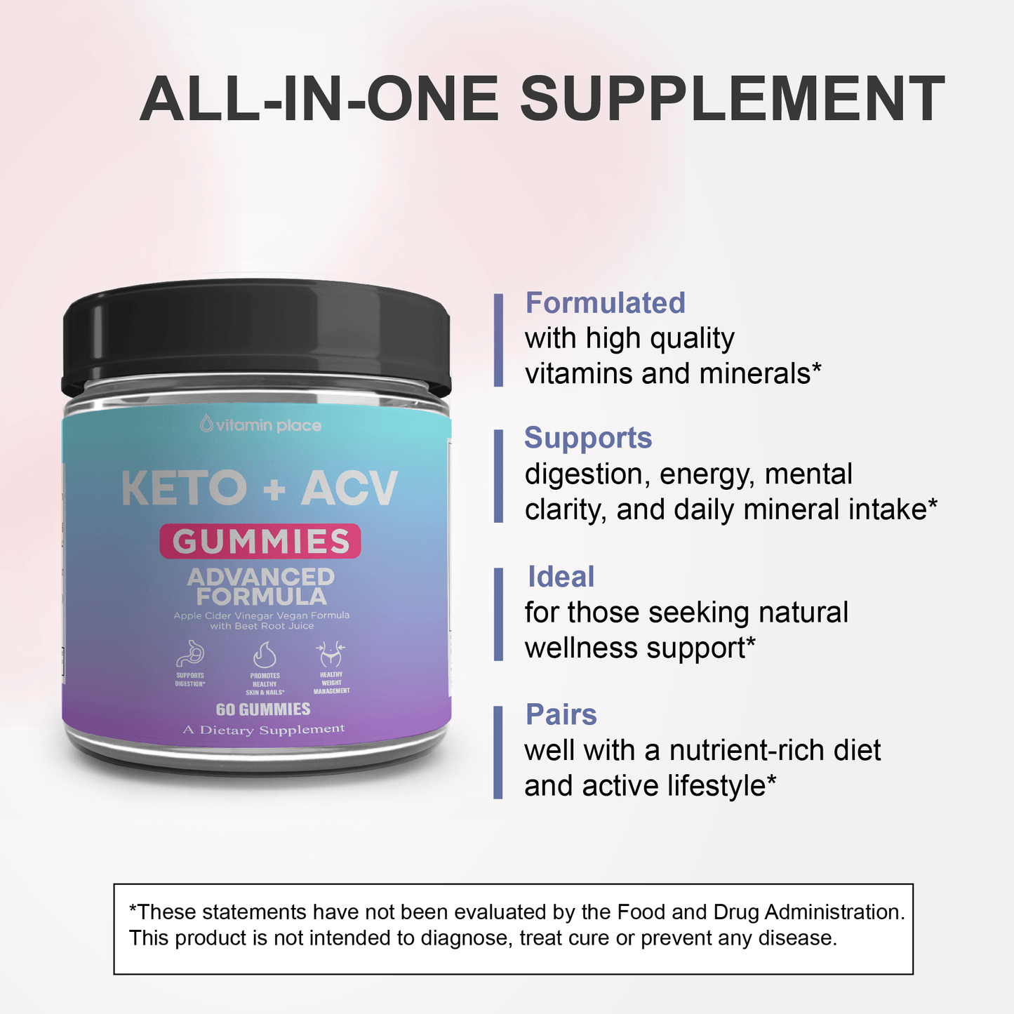 Keto ACV Gummies for Advanced Ketosis - Vitamin Place - Metabolism & Wellness